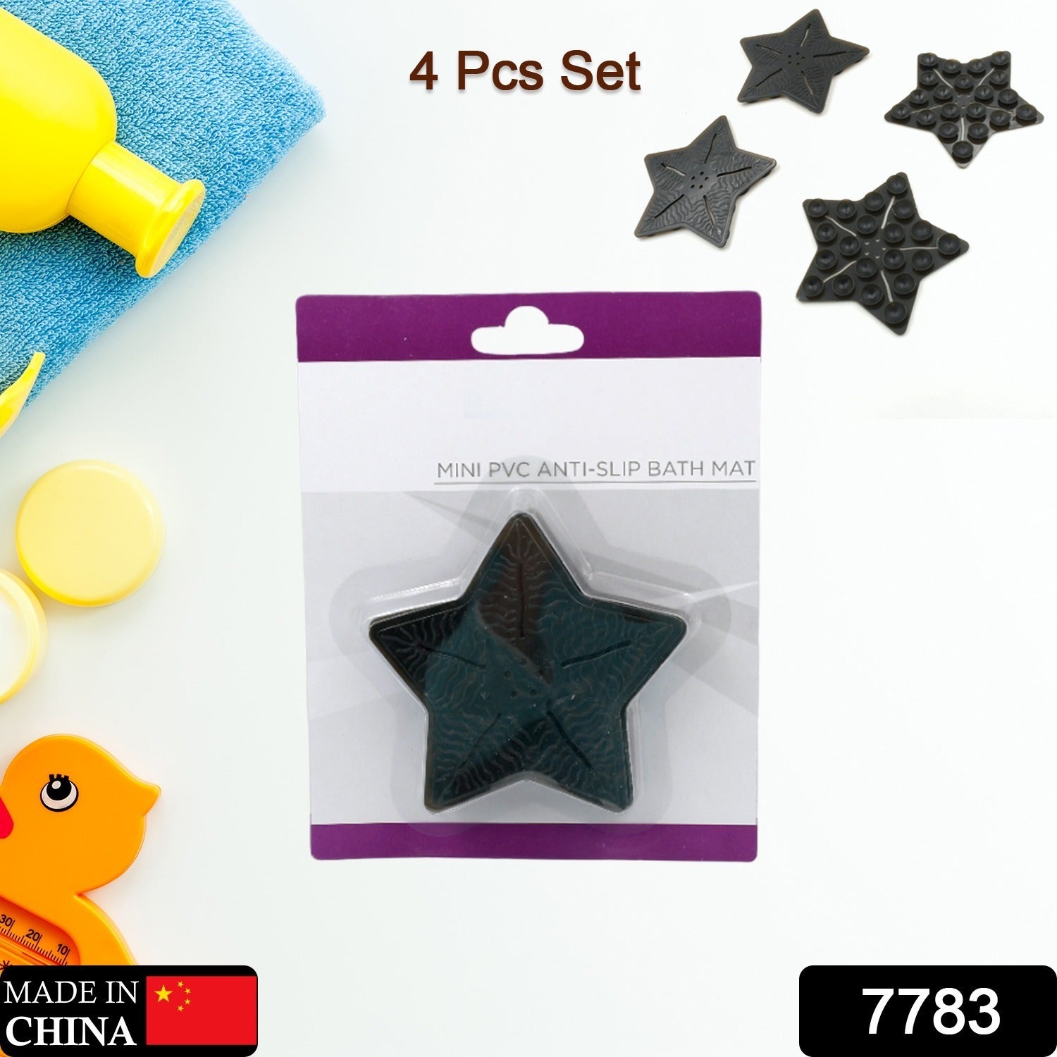 Mini PVC Anti Slip Bat Mat Star Shaped for Kids 4 Pc Set signaturekarts