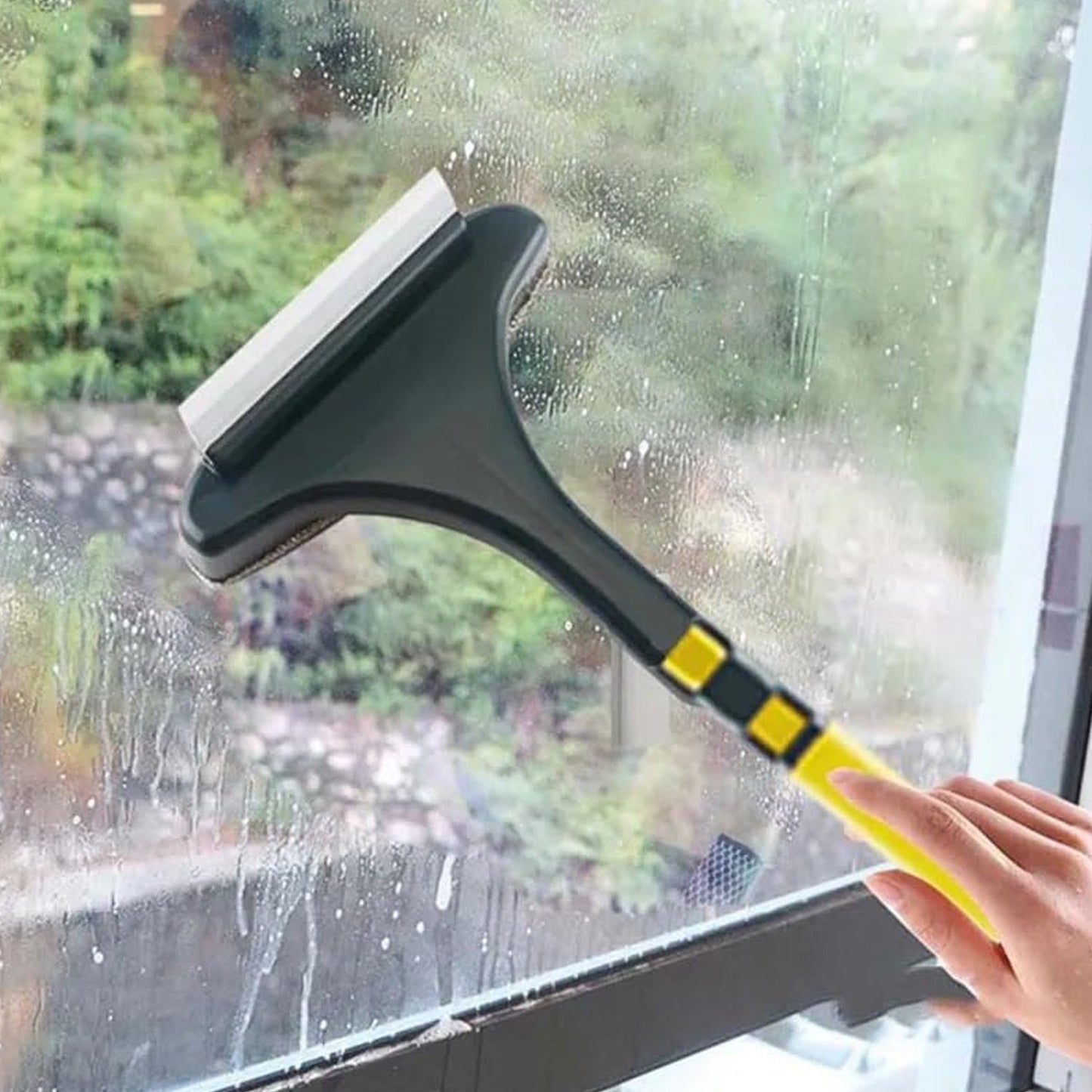 2-in-1 Mesh Cleaning Brush & Wiper with Extended Handle – Window Cleaner (1 Pc) signaturekarts