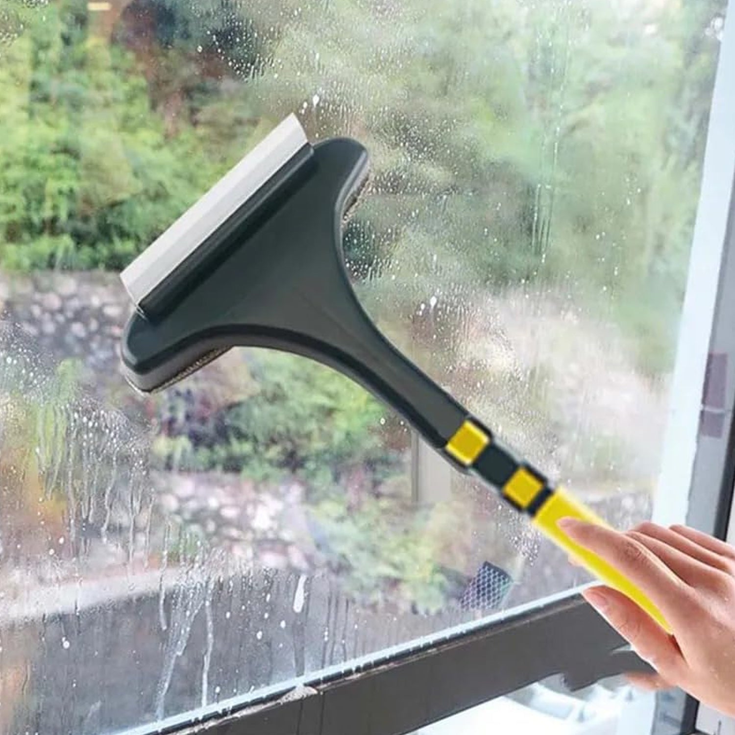 2-in-1 Mesh Cleaning Brush & Wiper with Extended Handle – Window Cleaner (1 Pc) signaturekarts