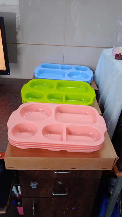 Unbreakable Plastic Food Plates / Biodegradable 5 Compartment Square Plate for Food Your Brand