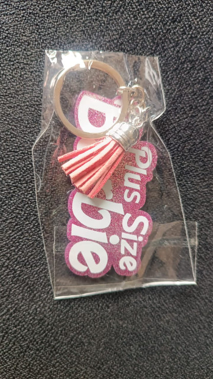 Text Keychain with Glitter Finish and Tassel Charm (1 Pc) signaturekarts