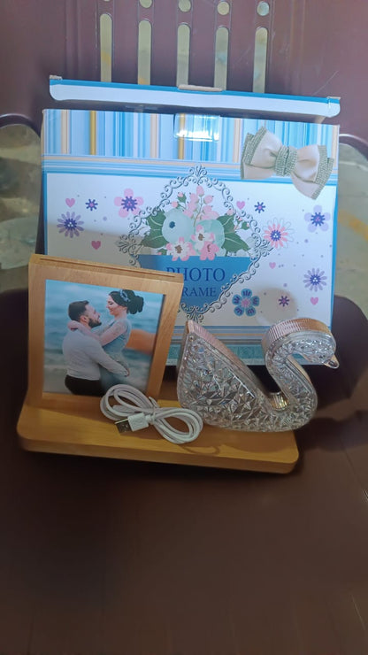 Duck Shape Cystal Led Lamp & Photo Frame Night Lamp | Wedding Gift | love couple Signature kart