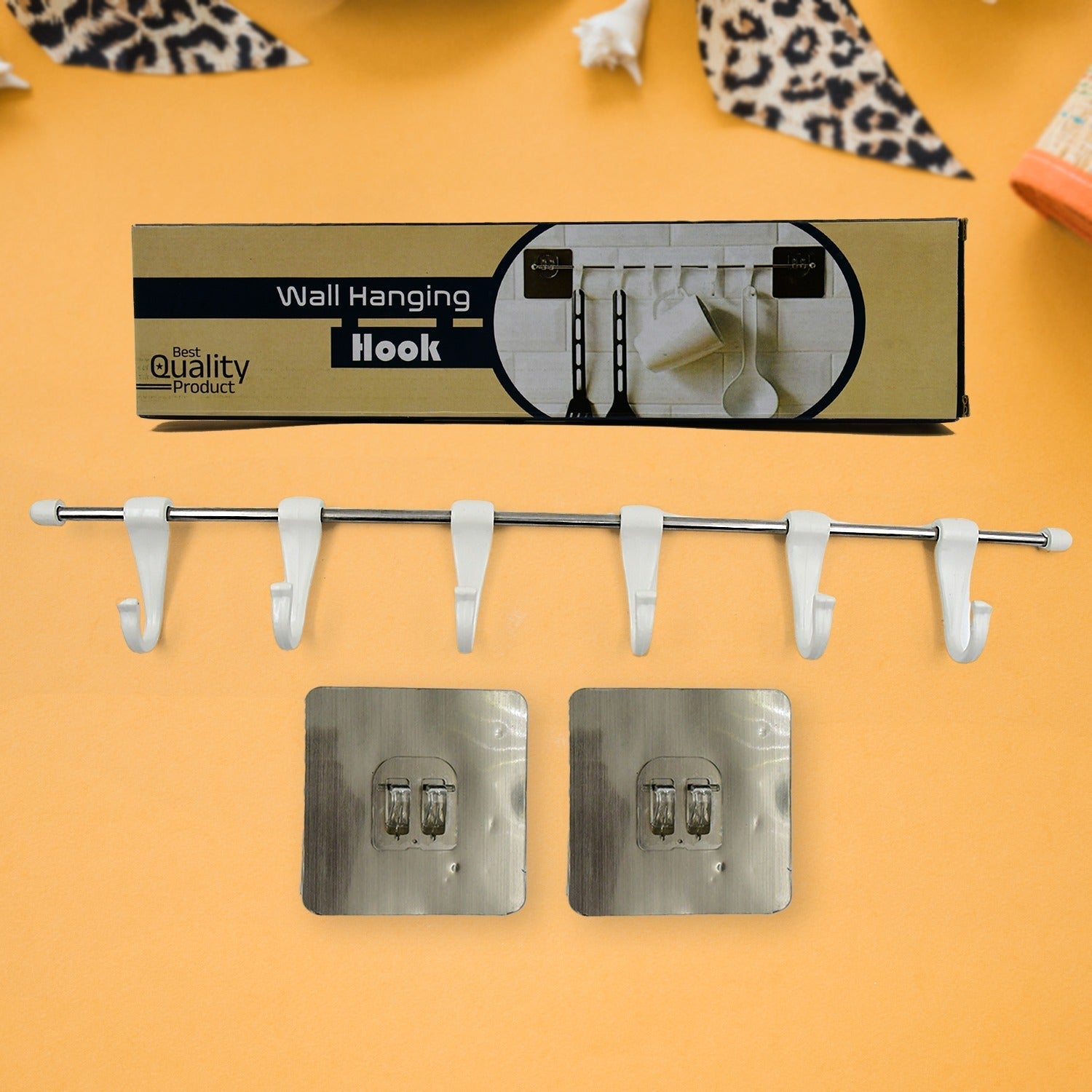 Stainless Steel Utensil Hanger Rail Nail Free Wall Mount signaturekarts