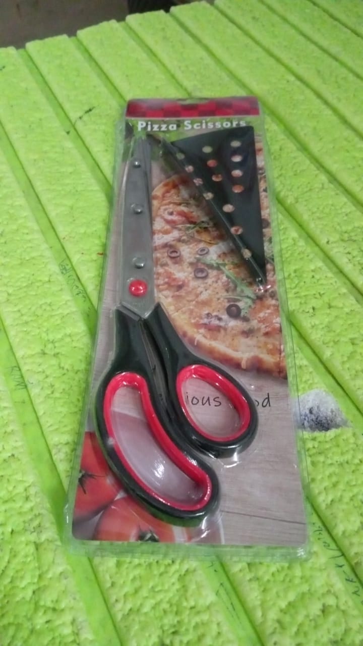 Stainless Steel Pizza Cutter Scissors Plastic Handle with Removable Spatula Signaturekarts