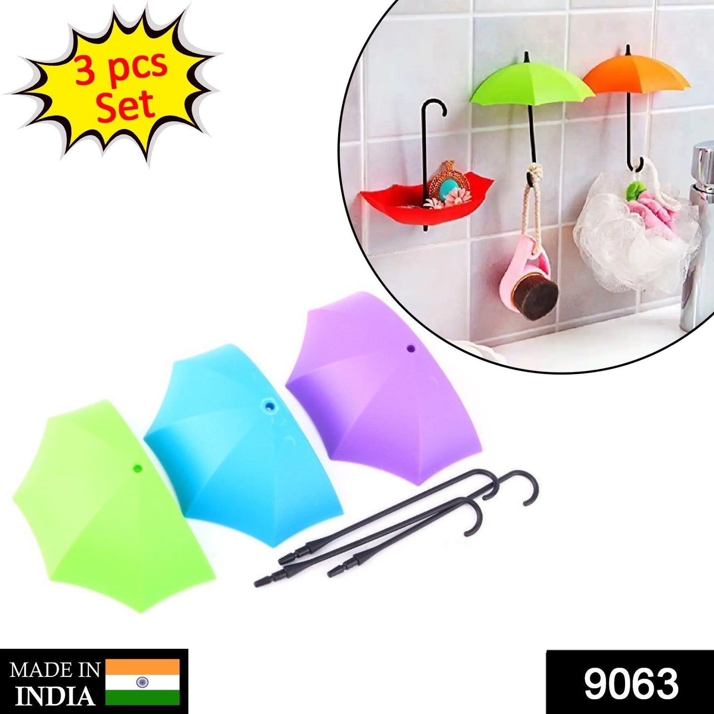 Multipurpose Umbrella Key Hat Holder Wall Hanging Hook Multicolor signaturekarts