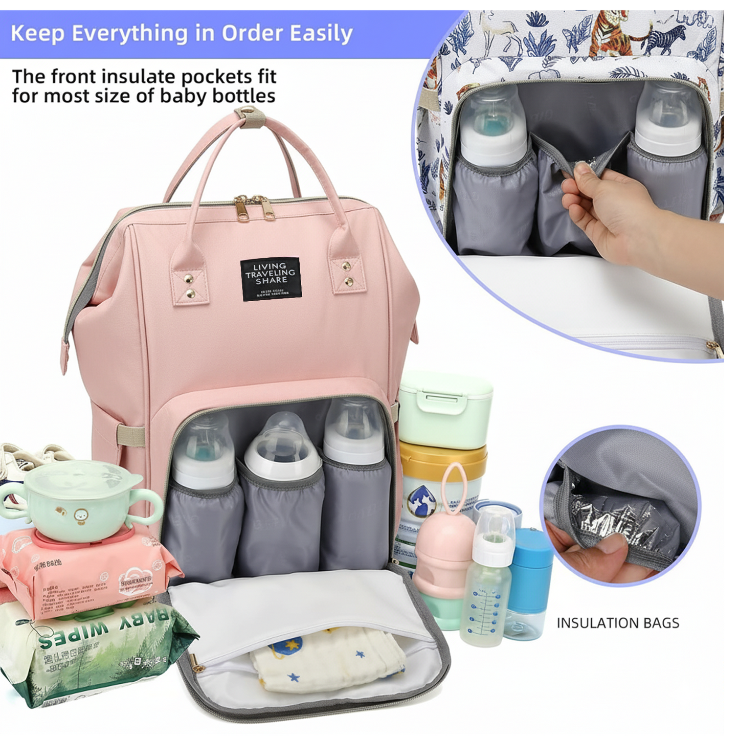 Multipurpose Large Capacity Mom's Backpack Diaper Bag (1 Pc) signaturekarts