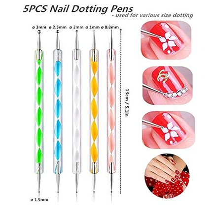Nail Art Point Pen and Set Used by Women's for Their Fashion Purposes (Pack of 5Pcs) signaturekarts