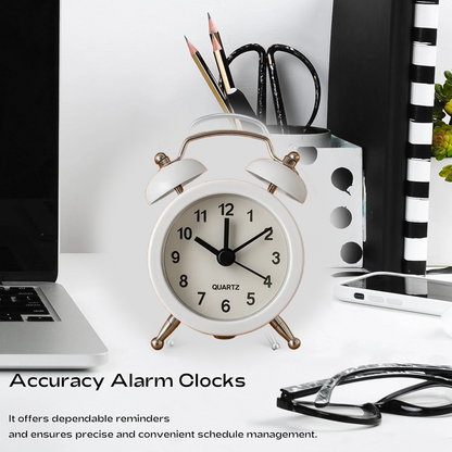 Small Twin-Bell Analog Alarm Clock - (1 Pc) signaturekarts