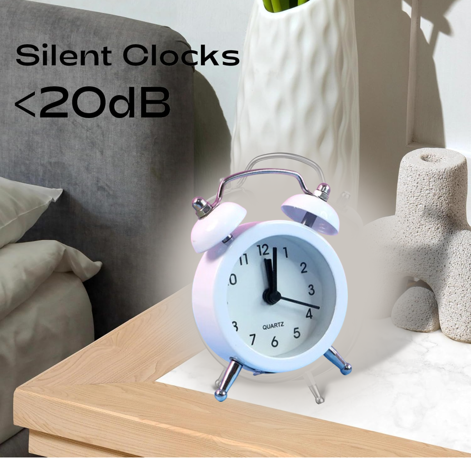 Small Twin-Bell Analog Alarm Clock - (1 Pc) signaturekarts
