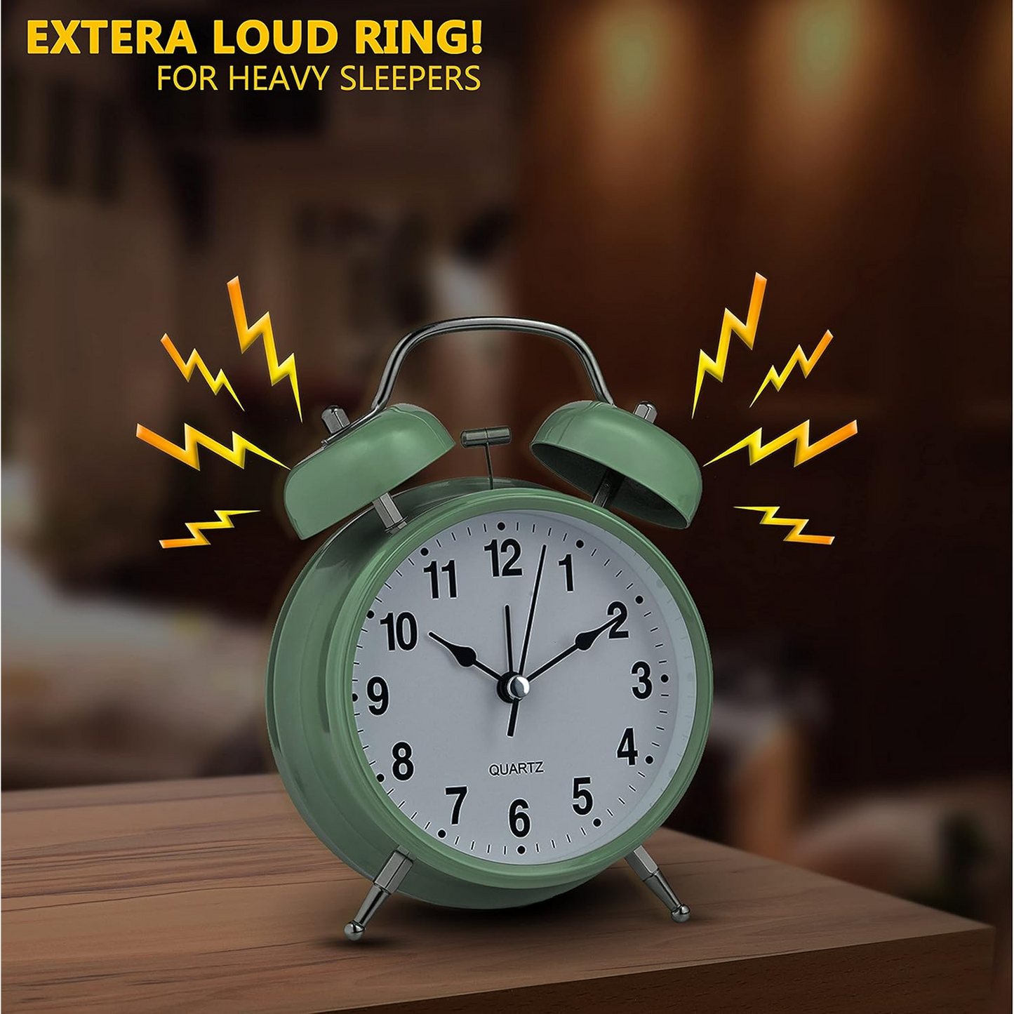 Small Twin-Bell Analog Alarm Clock - (1 Pc) signaturekarts