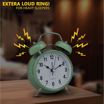 Small Twin-Bell Analog Alarm Clock - (1 Pc) signaturekarts