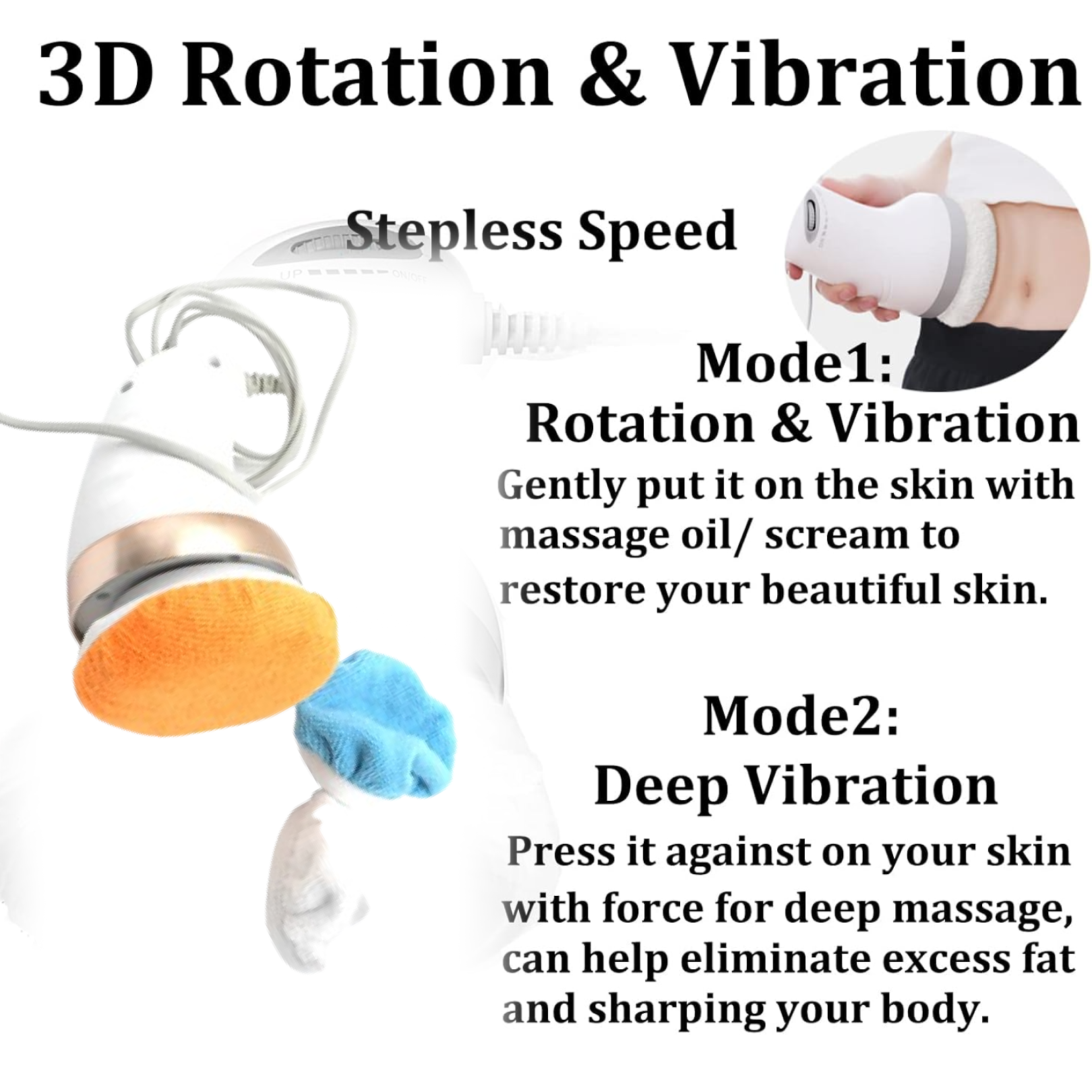 Body Sculpting Massager with 3 Pads – Adjustable Speed Handheld Body Massager signaturekarts