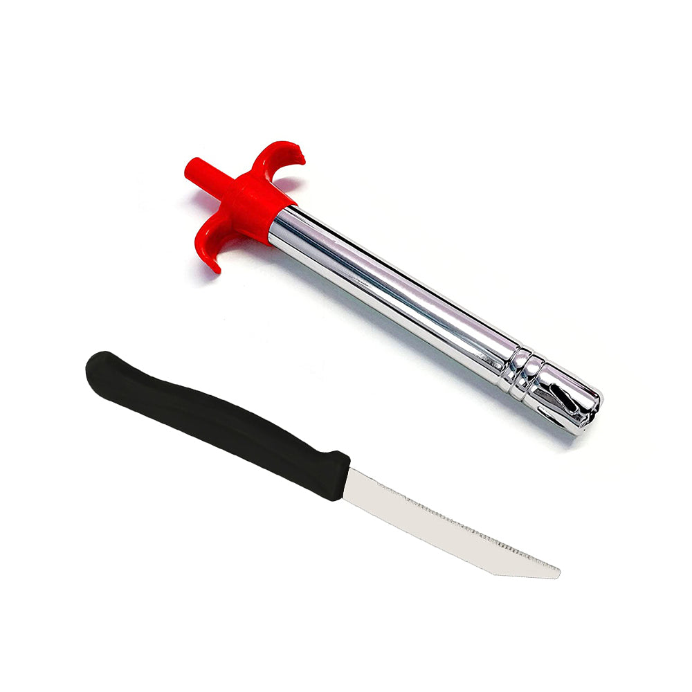 Stainless Steel Electronic Gas Lighter and Knife (2 in 1) signaturekarts