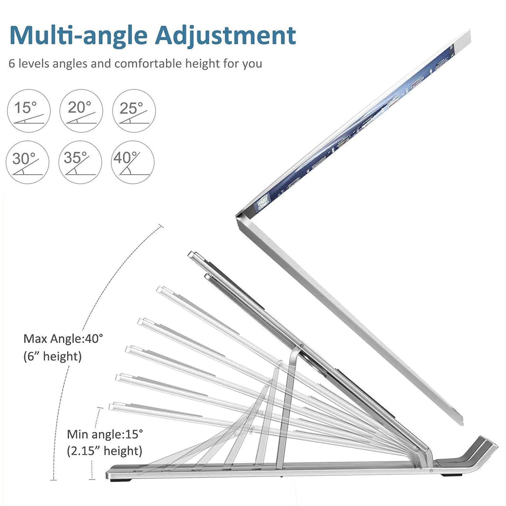 Metal Portable Laptop Stand, with 7 Adjustable Angles (1 Pc) signaturekarts