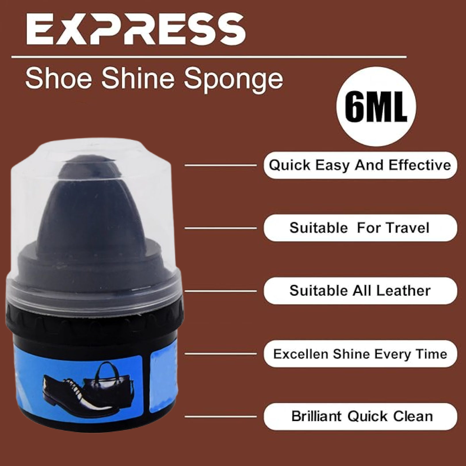 Instant Shoe Shine Sponge with Liquid Polish (1 Pc) signaturekarts