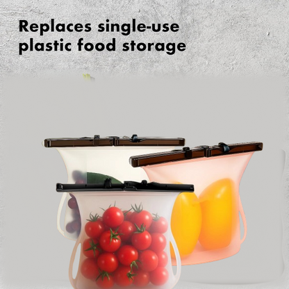 Eco-Friendly Food Storage: Reusable Silicone Bags (3-Pack) - Leakproof & Safe signaturekarts