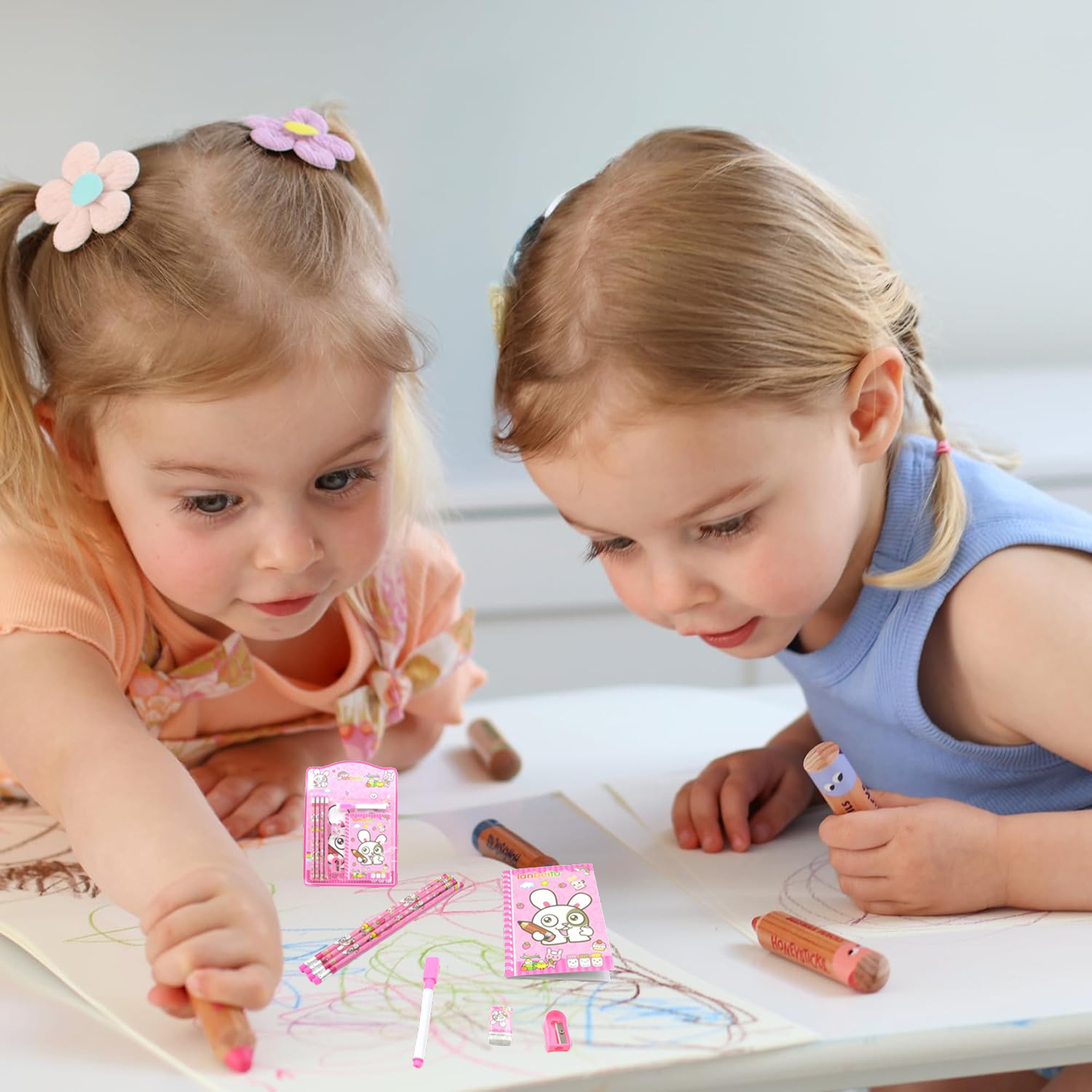 Kids' Stationery Kit: Wooden Pencils, Sharpener, Eraser, Diary (8 Pc Set) signaturekarts