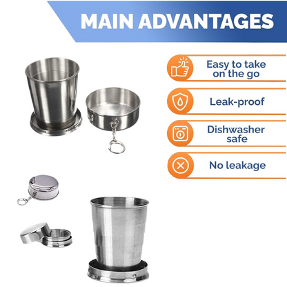 2 in 1 Camping Folding Cup with Keychain (1 Pc) Signaturekarts