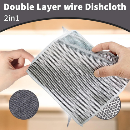 Double-Sided Microfiber Cloth & Stainless Steel Scrubber – (1 Pc, 20x20 cm) signaturekarts