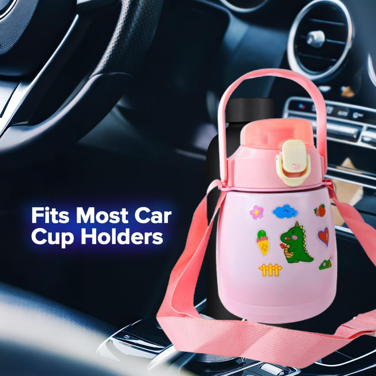 Stainless Steel Vacuum Insulated Water Bottle with Handle & Sticker (700 ML) Signature Kart