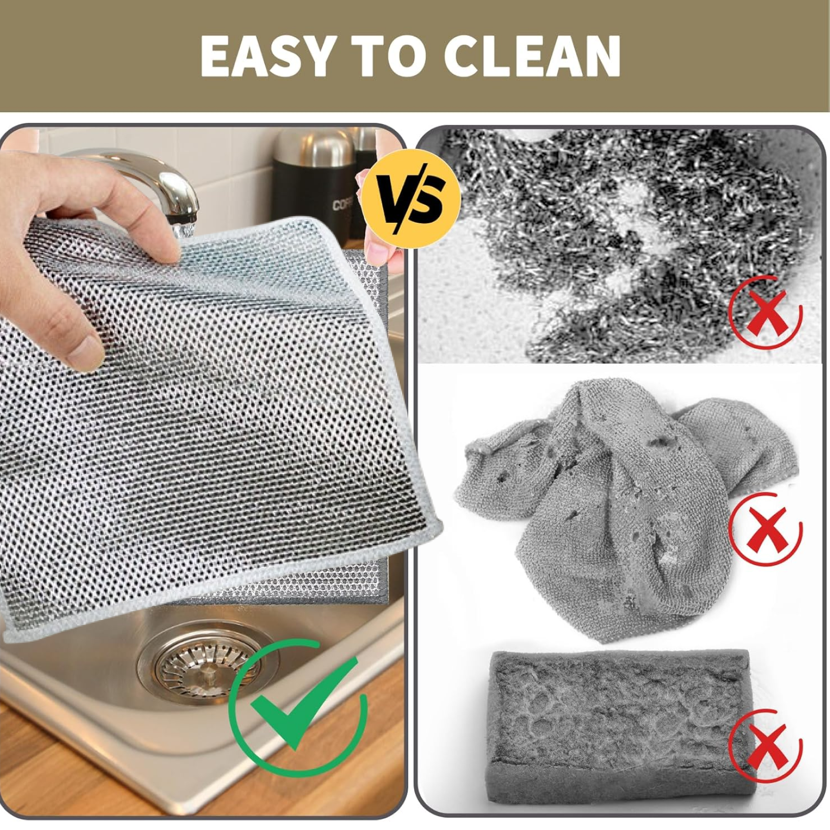 Double-Sided Microfiber Cloth & Stainless Steel Scrubber – (1 Pc, 20x20 cm) signaturekarts
