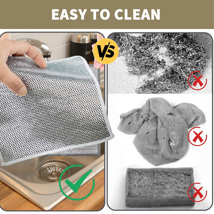 Double-Sided Microfiber Cloth & Stainless Steel Scrubber – (1 Pc, 20x20 cm) signaturekarts