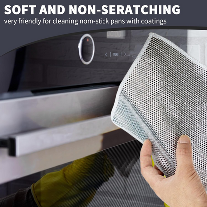 Double-Sided Microfiber Cloth & Stainless Steel Scrubber – (1 Pc, 20x20 cm) signaturekarts