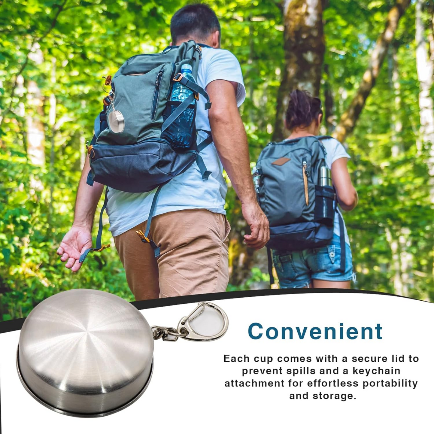 2 in 1 Camping Folding Cup with Keychain (1 Pc) Signaturekarts