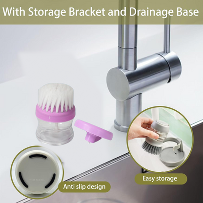 Plastic Wash Basin Brush Cleaner with Liquid Soap Dispenser (Multicolour) Signature Kart