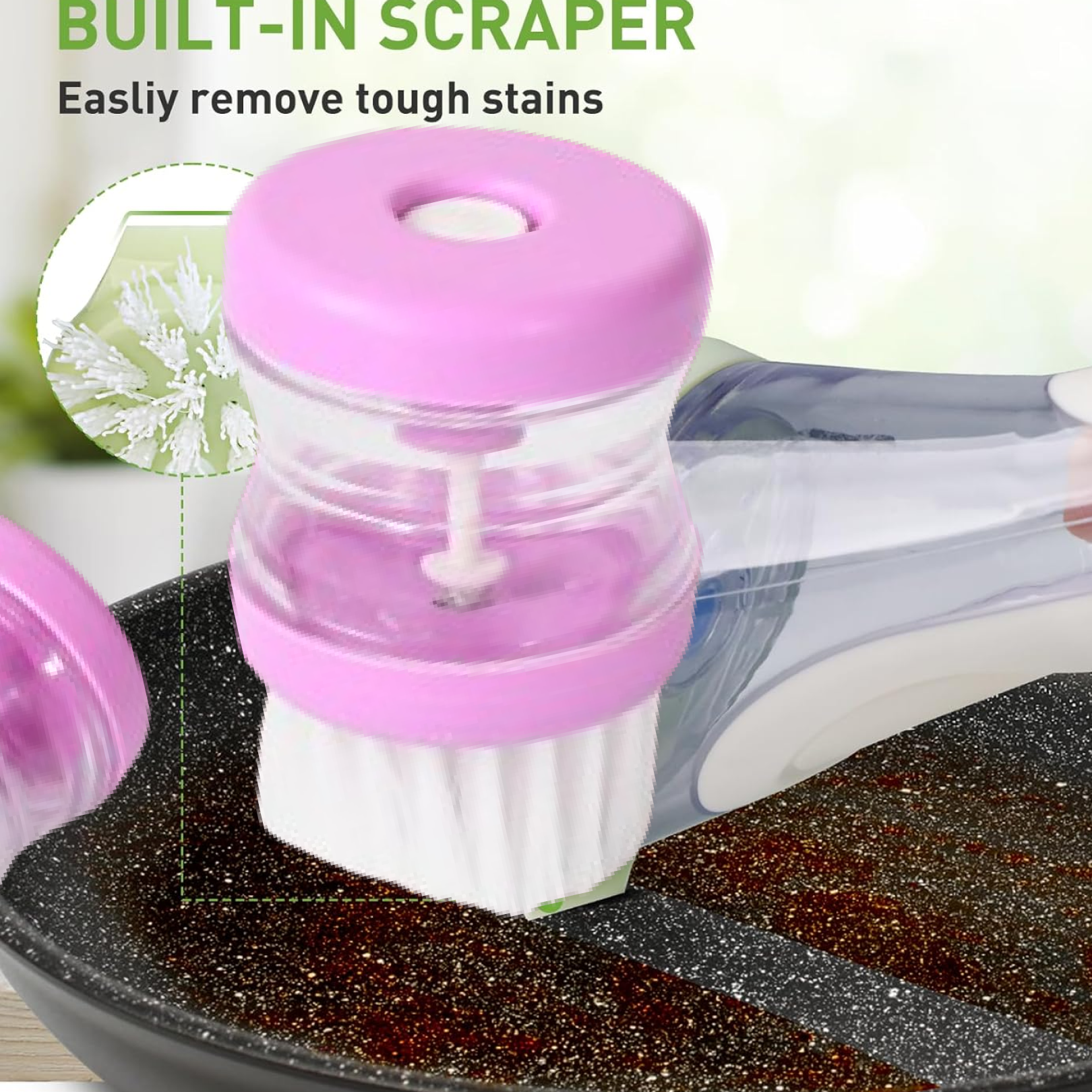 Plastic Wash Basin Brush Cleaner with Liquid Soap Dispenser (Multicolour) Signature Kart
