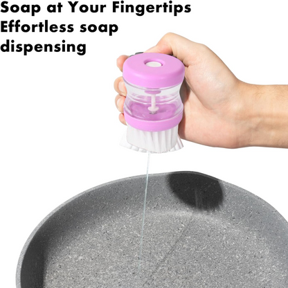 Plastic Wash Basin Brush Cleaner with Liquid Soap Dispenser (Multicolour) Signature Kart