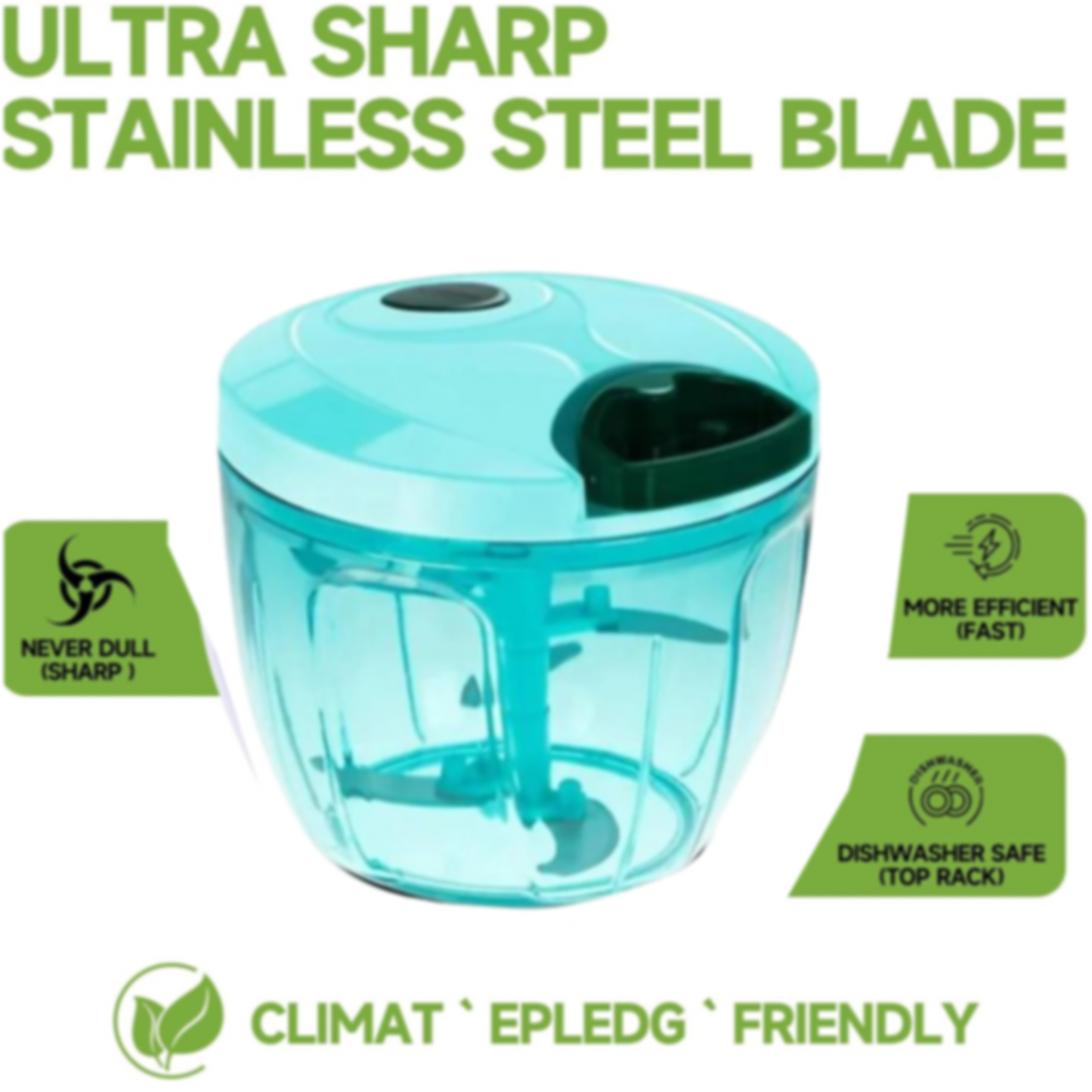 Manual Stainless Steel Vegetable Chopper – Compact, Extra Sharp with 5 Blades Signature Kart