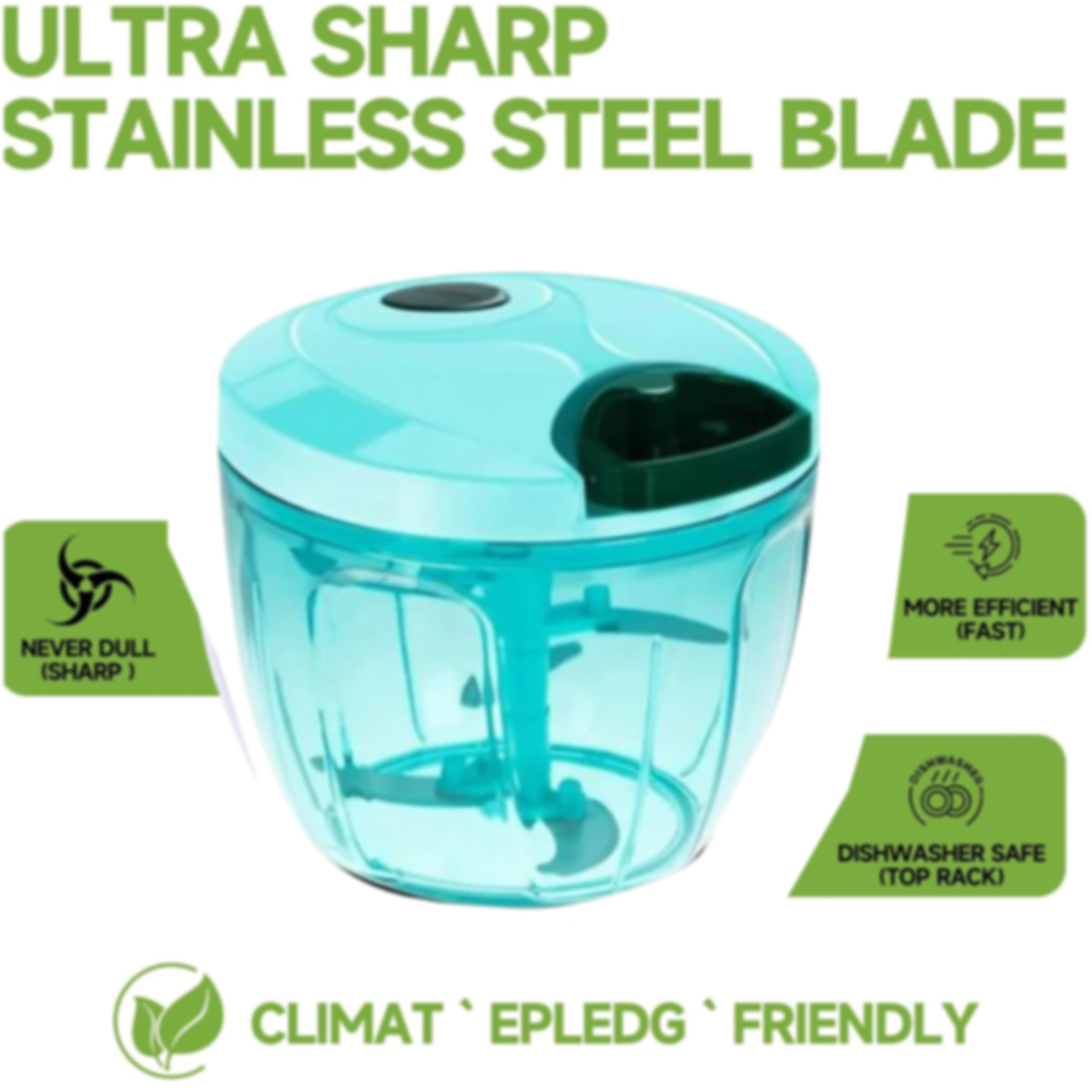 Manual Stainless Steel Vegetable Chopper – Compact, Extra Sharp with 5 Blades Signature Kart