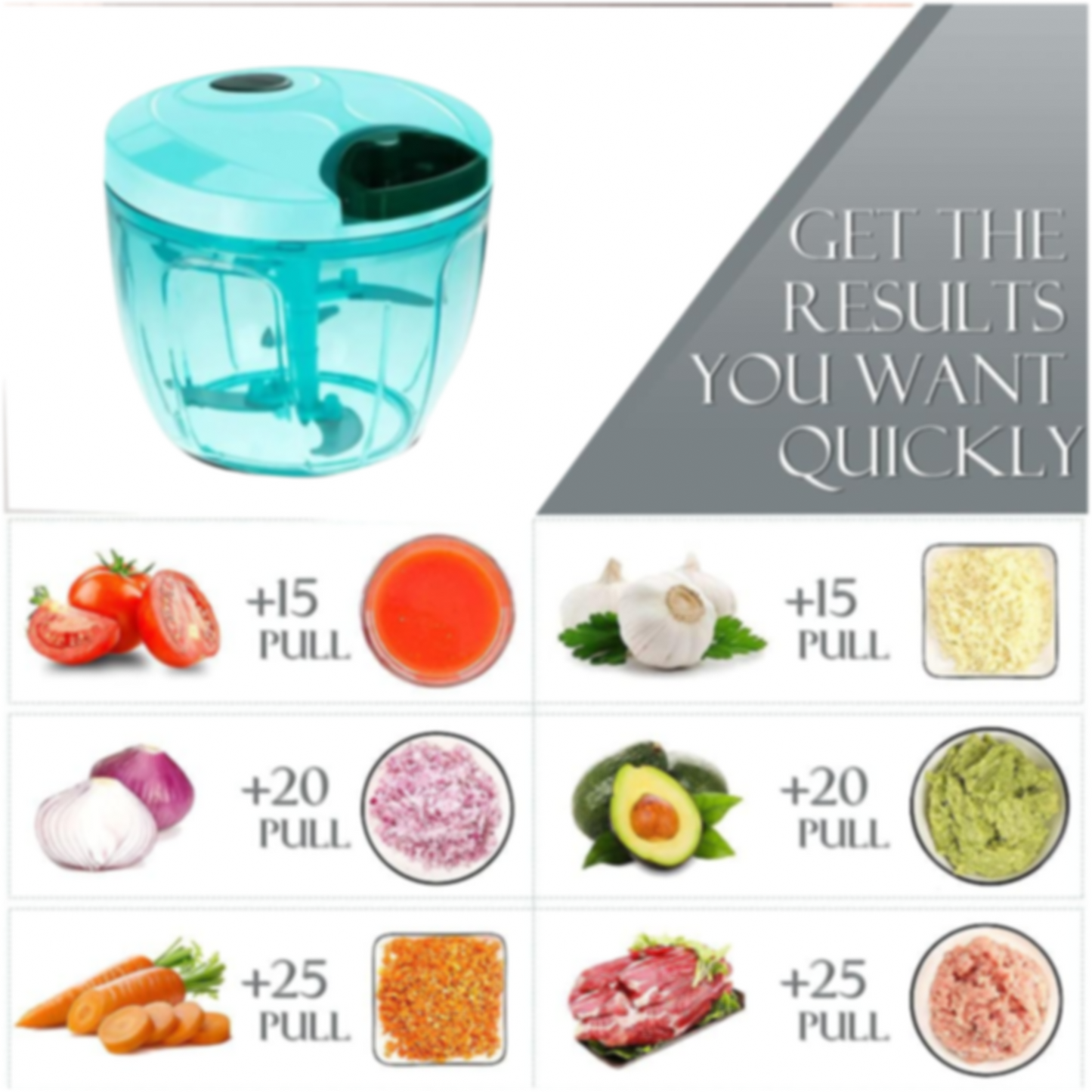 Manual Stainless Steel Vegetable Chopper – Compact, Extra Sharp with 5 Blades Signature Kart