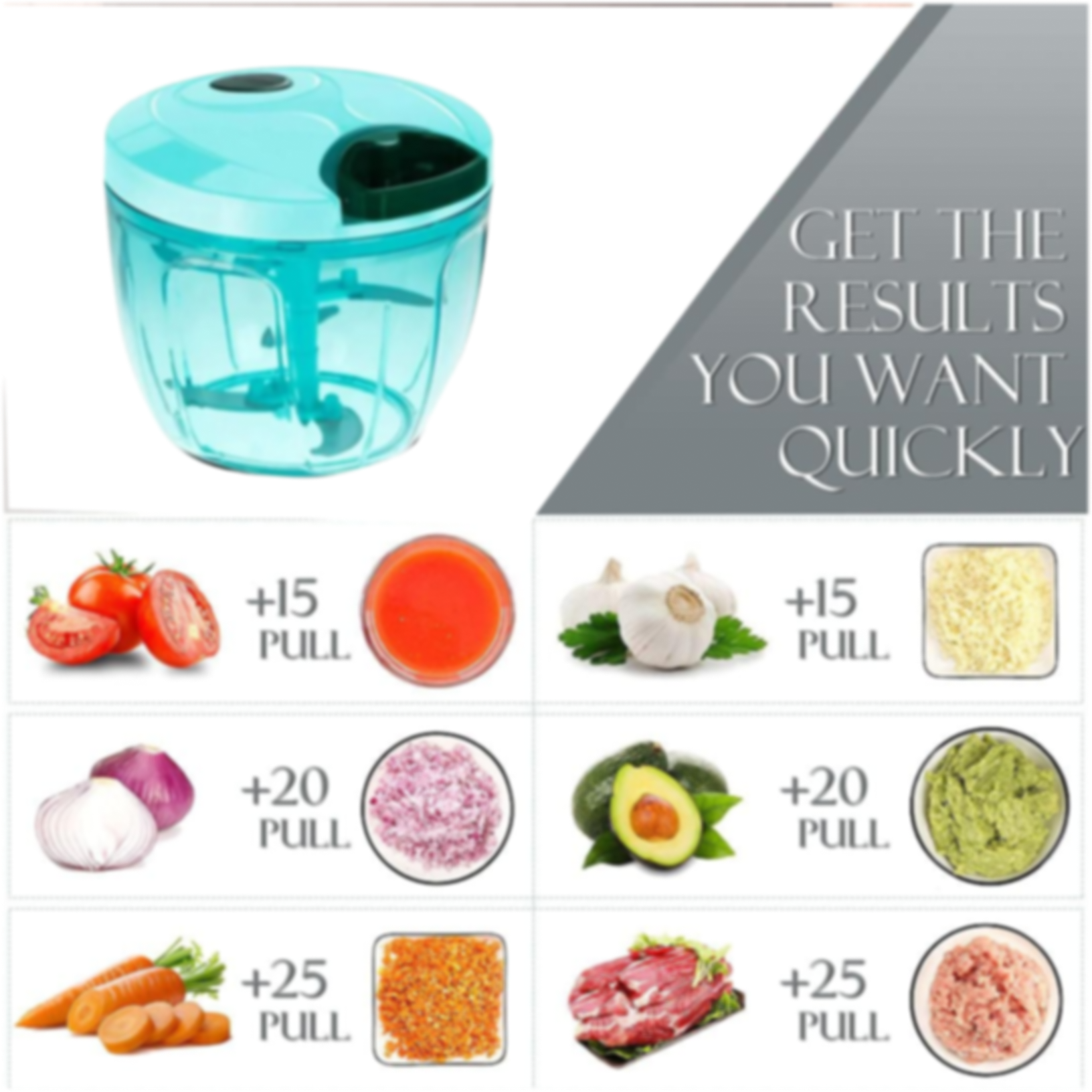 Manual Stainless Steel Vegetable Chopper – Compact, Extra Sharp with 5 Blades Signature Kart