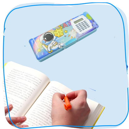 Magnetic Geometry Box - Double-Sided Pencil Case with Calculator for Students signaturekarts