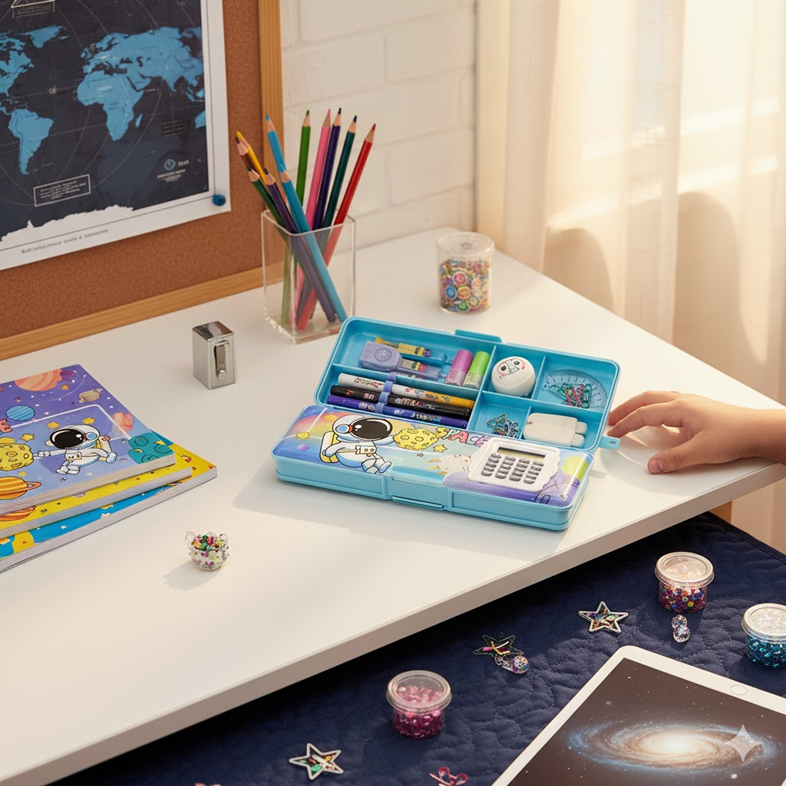 Magnetic Geometry Box - Double-Sided Pencil Case with Calculator for Students signaturekarts