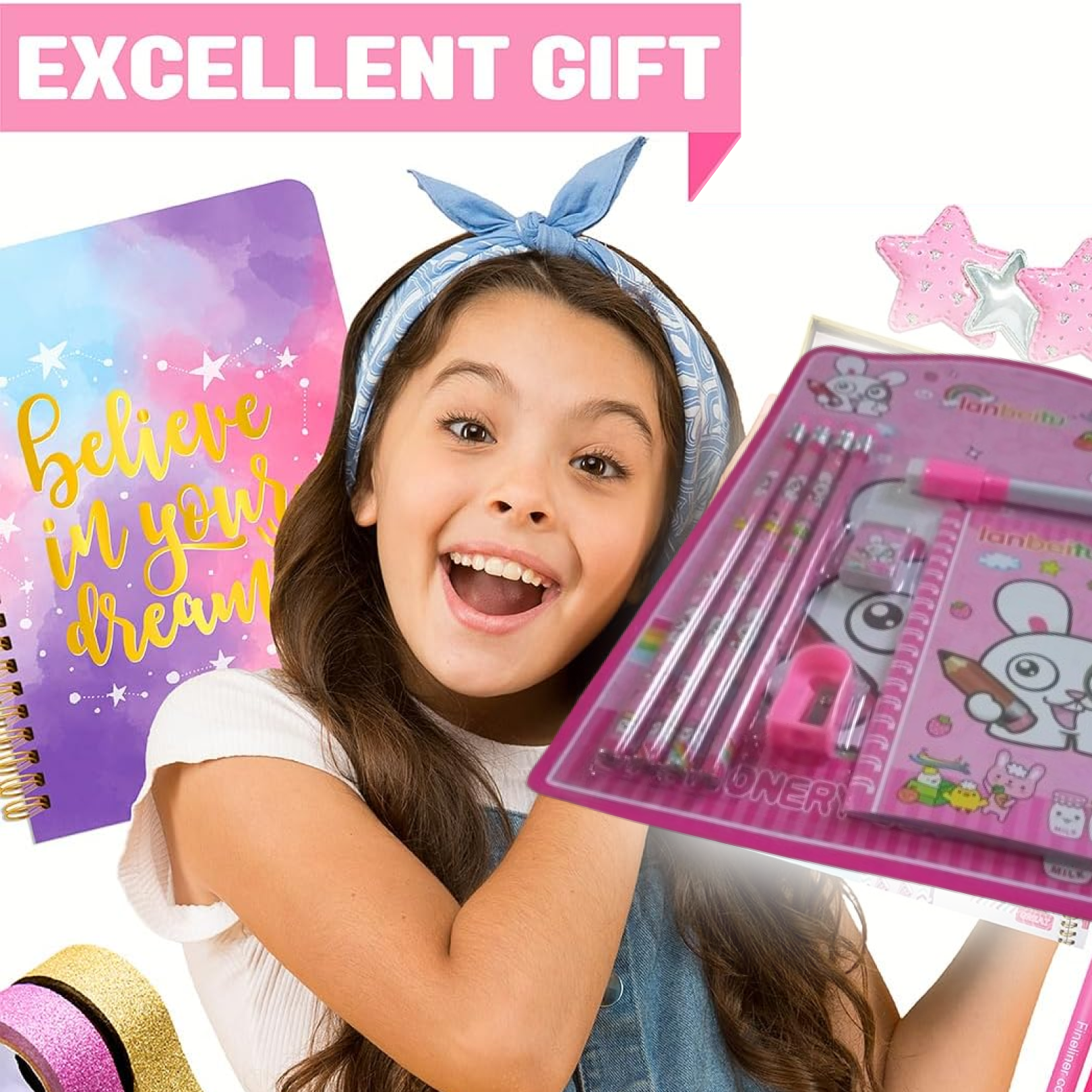Kids' Stationery Kit: Wooden Pencils, Sharpener, Eraser, Diary (8 Pc Set) signaturekarts