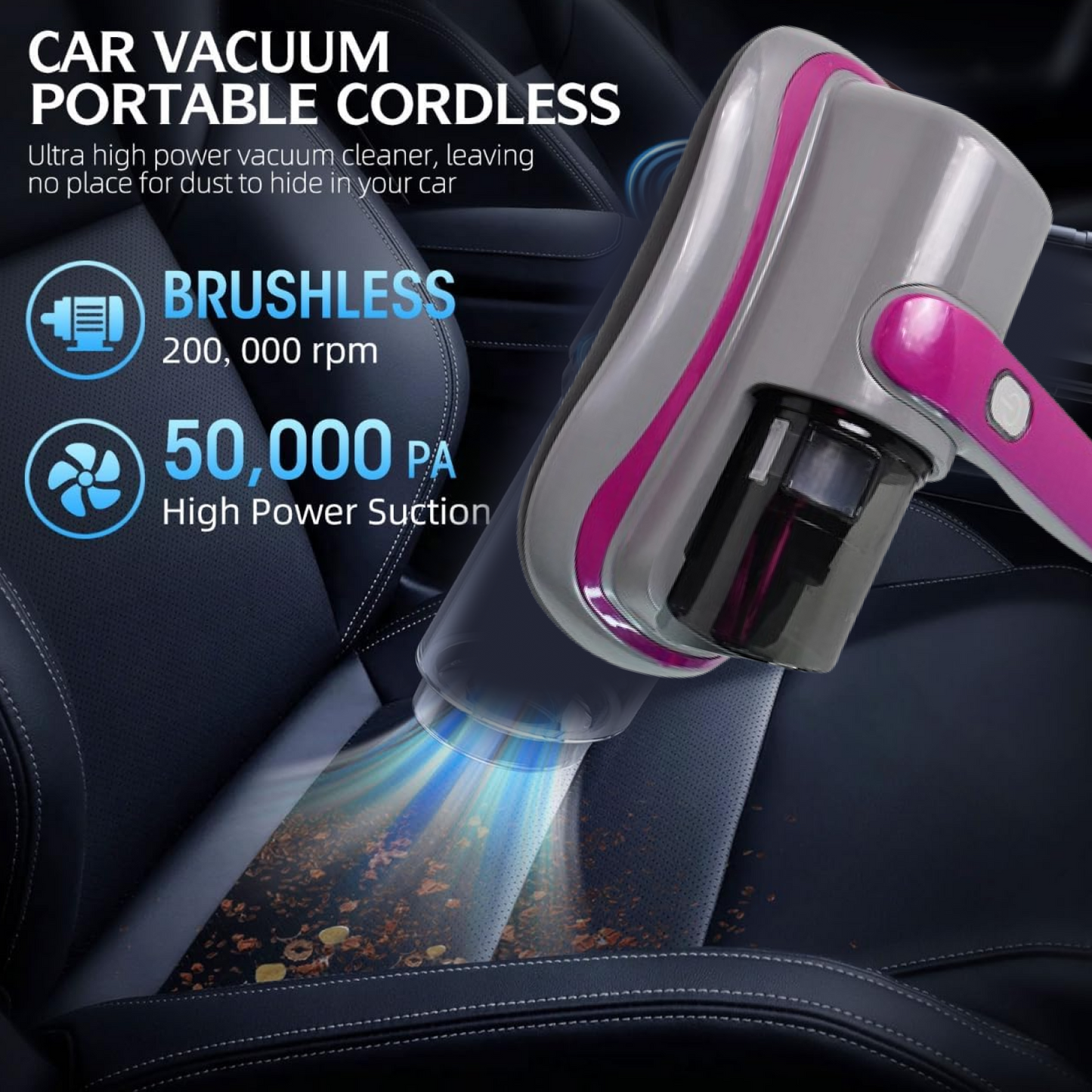 Powerful Suction Portable Handheld Vacuum Cleaner - Low Noise Vacuum Cleaner for Bed - Cordless Vacuum Cleaner for Car Seat Crevices Pillows, Mattresses, Sofas Wireless Anti Dust and Mite Cleaner signaturekarts