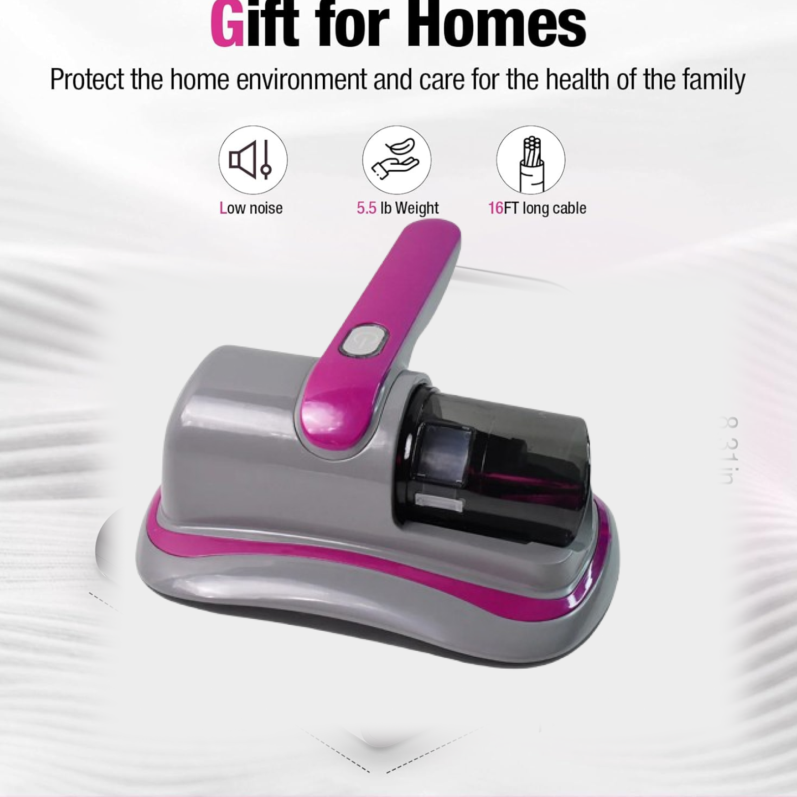 Powerful Suction Portable Handheld Vacuum Cleaner - Low Noise Vacuum Cleaner for Bed - Cordless Vacuum Cleaner for Car Seat Crevices Pillows, Mattresses, Sofas Wireless Anti Dust and Mite Cleaner signaturekarts