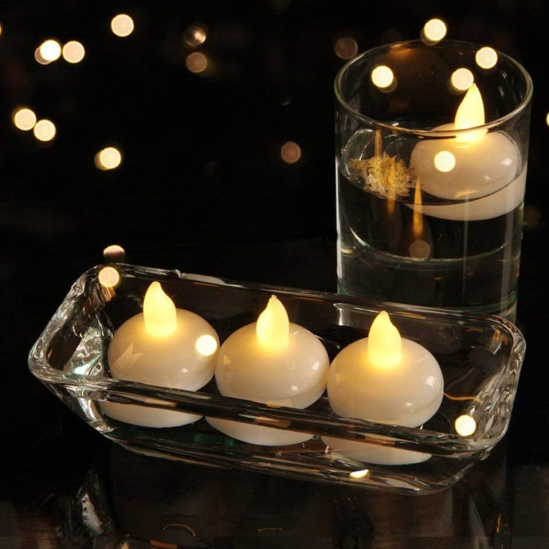 Set of 12 Flameless Floating Candles Battery Operated Tea Lights Tealight Candle signaturekarts