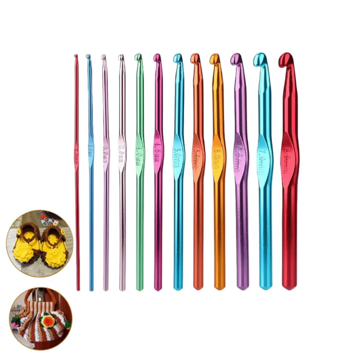 Aluminium Multicolor Knitting Needles, Crochet Kit (12 Pcs Set) Signaturekarts