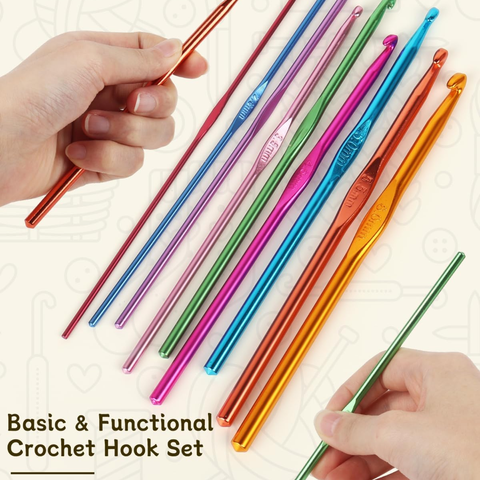 Aluminium Multicolor Knitting Needles, Crochet Kit (12 Pcs Set) Signaturekarts