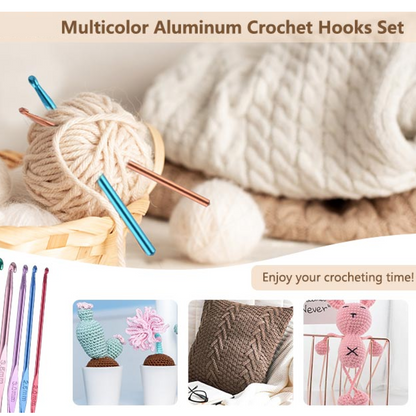 Aluminium Multicolor Knitting Needles, Crochet Kit (12 Pcs Set) Signaturekarts