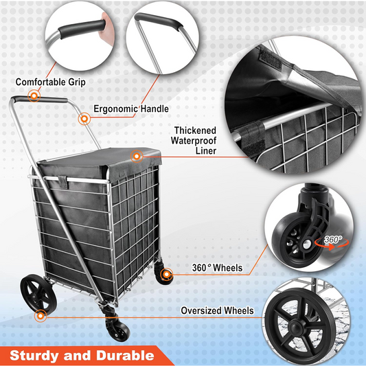 Foldable Shopping Trolley with Wheels ( MOQ :- 2 Pc) Signature kart
