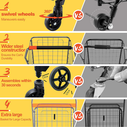 Foldable Shopping Trolley with Wheels ( MOQ :- 2 Pc) Signature kart
