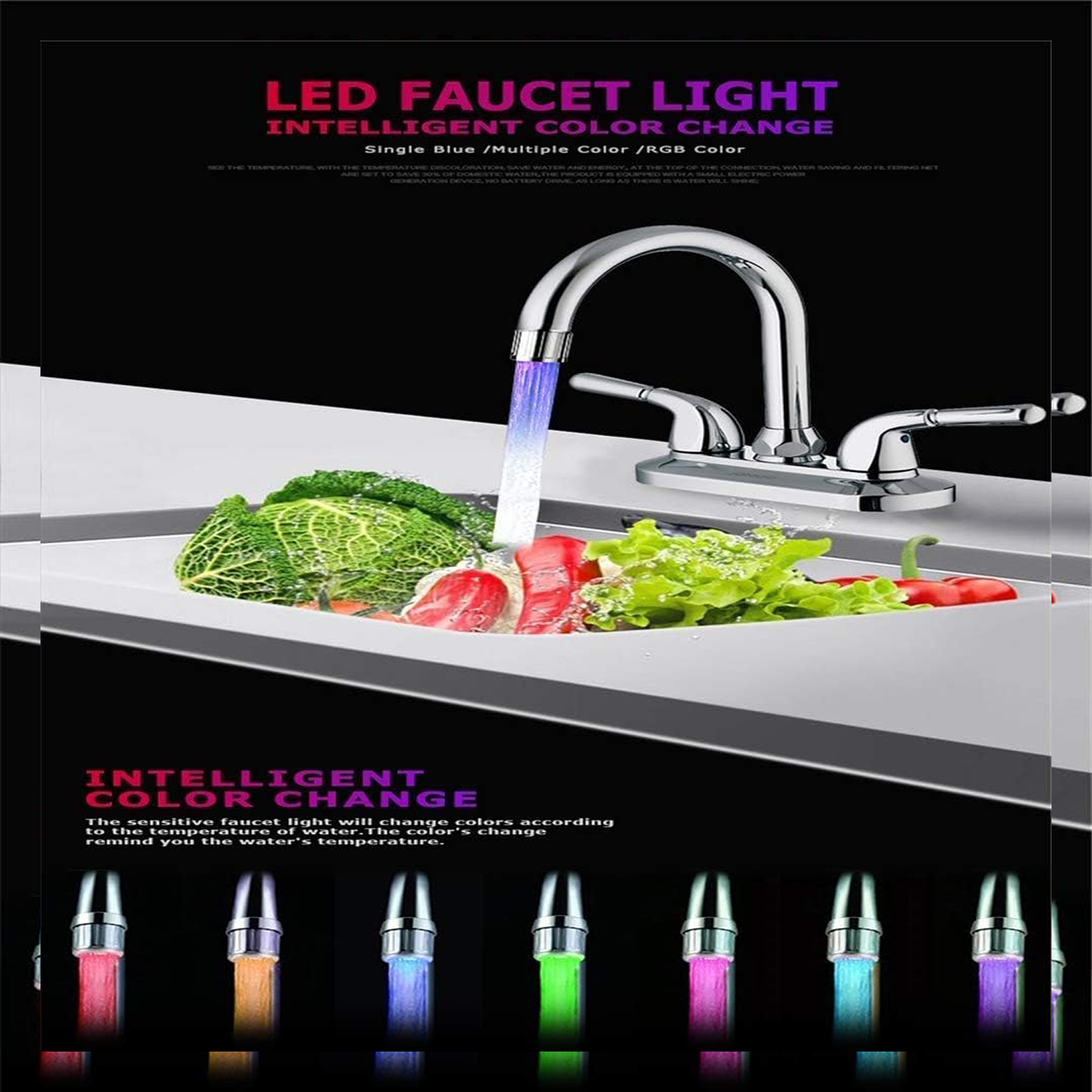 LED Light Stream Faucet Tap Adapter (1 Pc) signaturekarts