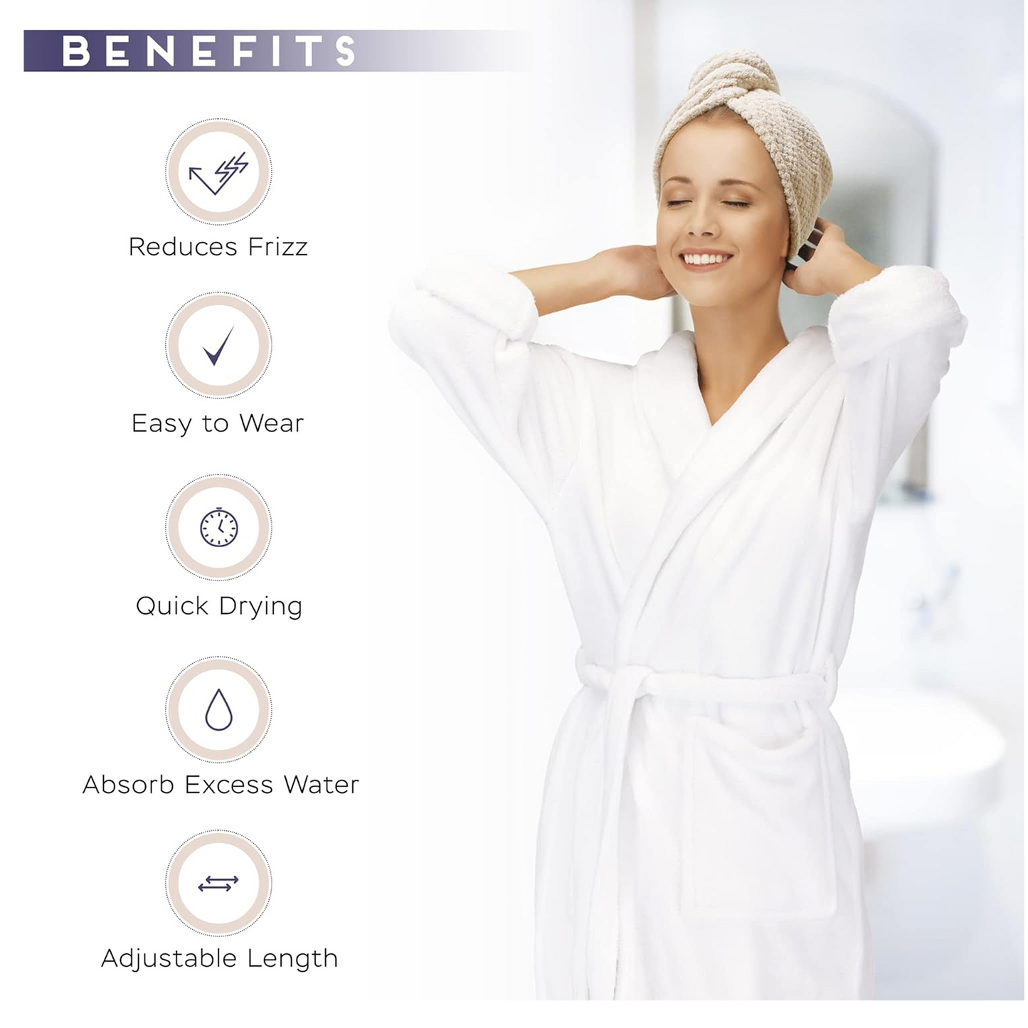 Premium Soft Microfiber Hair Drying Towel Wrap with Button (1 Pc) signaturekarts