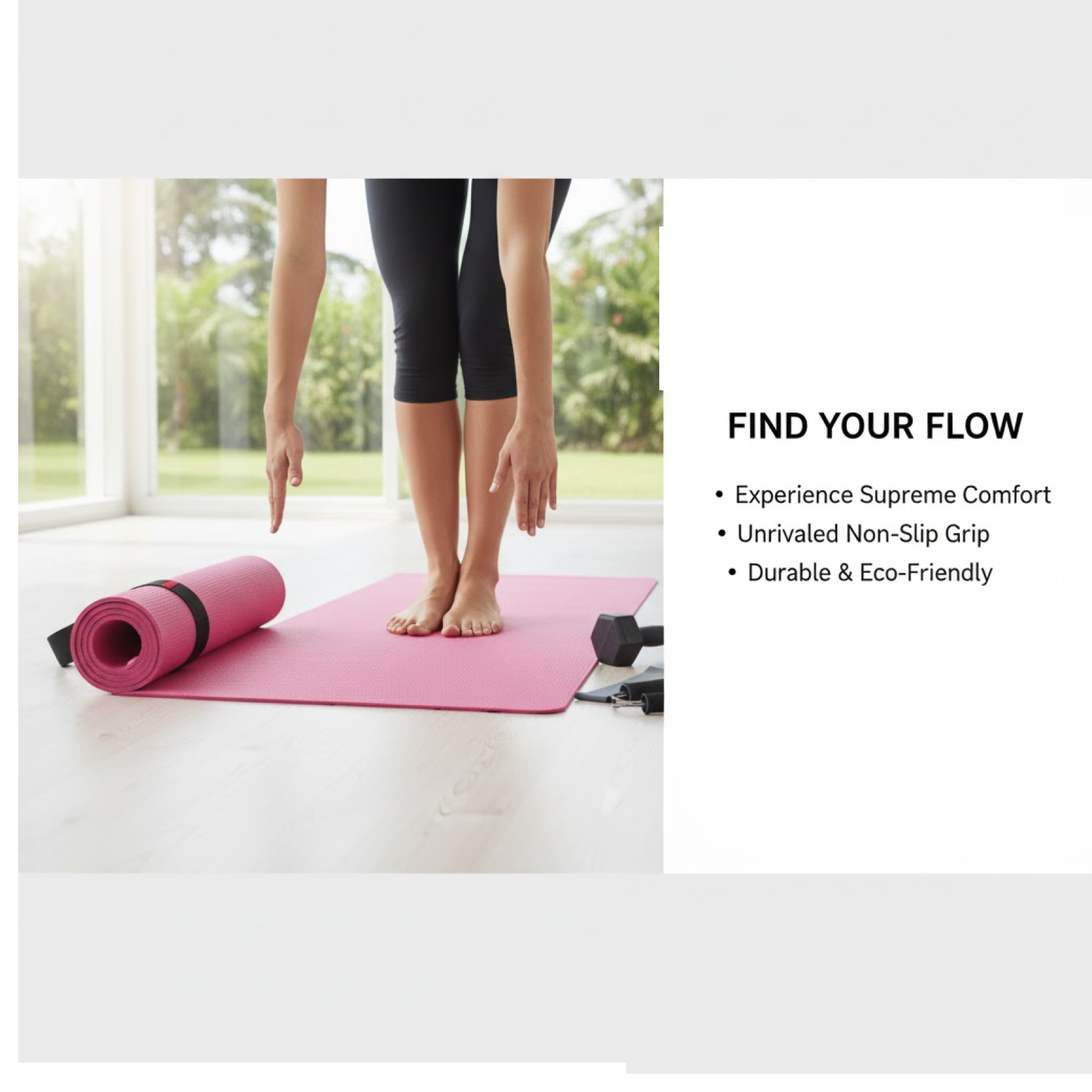 Yoga Mat Eco-Friendly for Fitness & Gym – Non-Slip Exercise Mat (180x60cm) Signature Kart