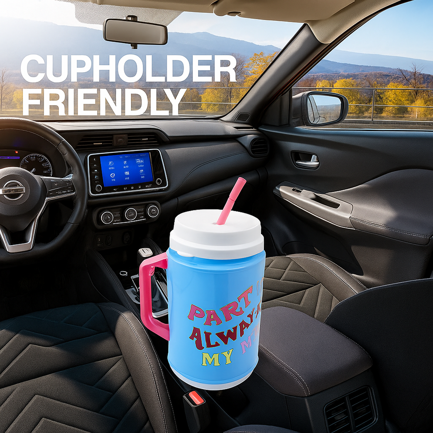Insulated Mug with Lid Handle Flexible Straw with Cap (709 ML) signaturekarts
